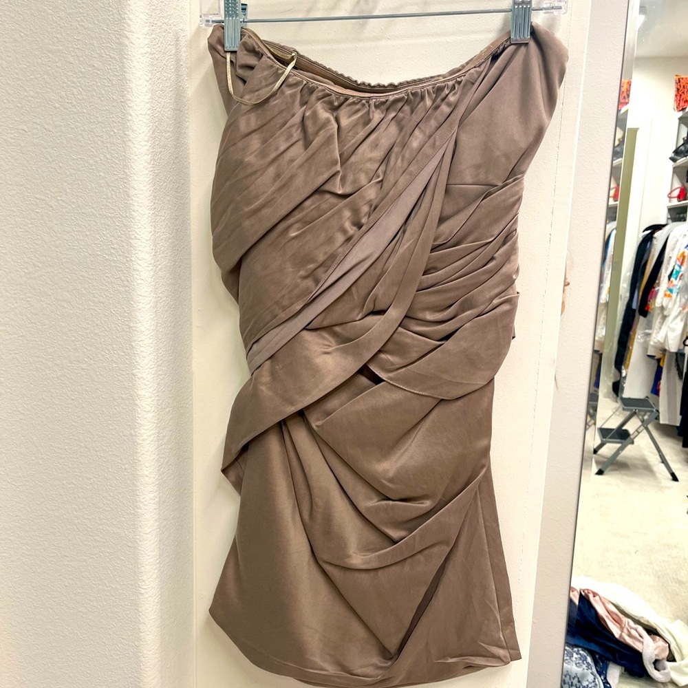 Elizabeth and James strapless beige dress, size 2